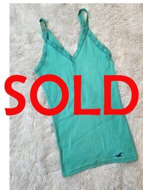 SOLD🌸Y2K Teal Blue  Vintage Hollister Lace Trim Cami Tank Top Size Small
